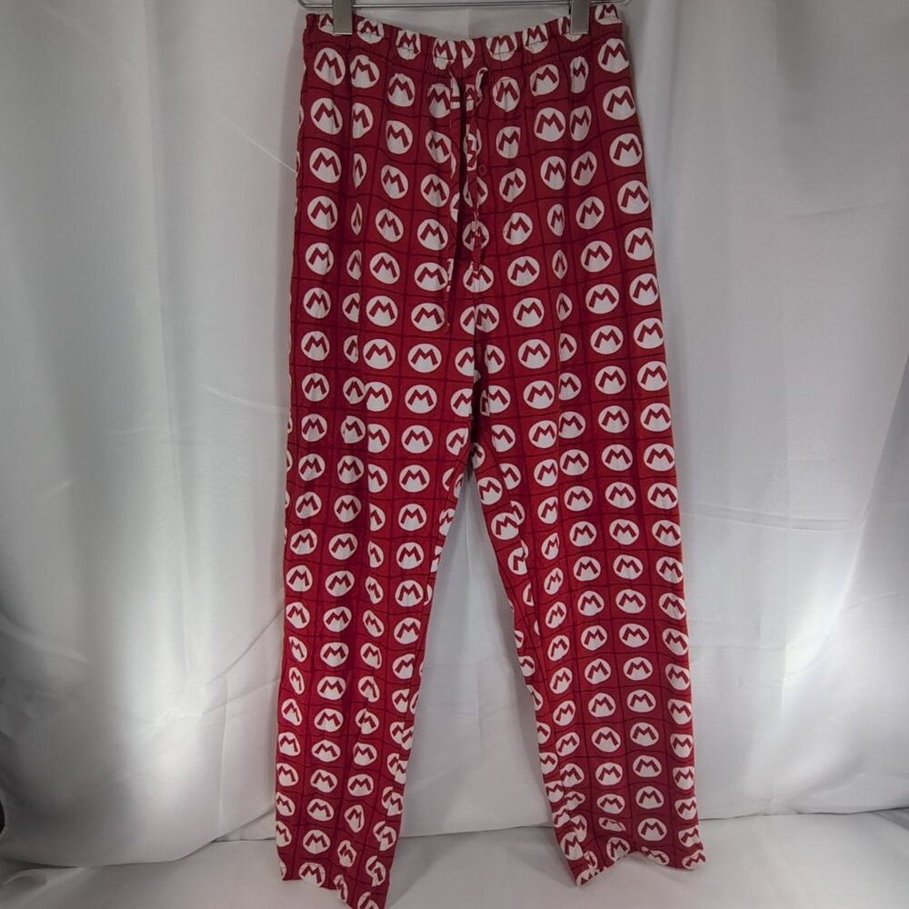 Super Mario Nintendo Men's M Medium Pajama Pants Stretch Red Drawstring Pockets